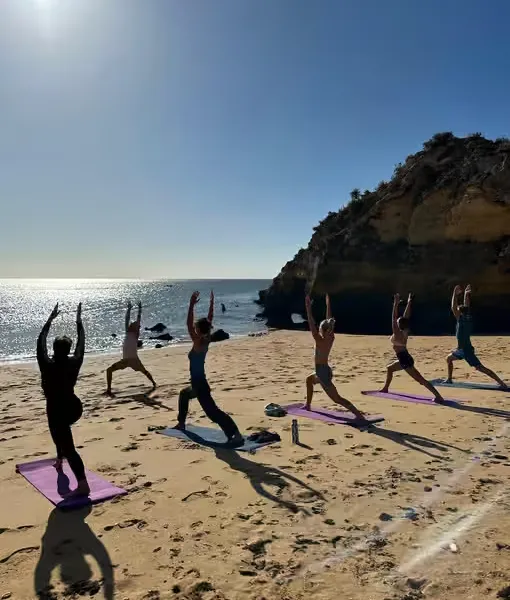 Morning Yoga at Praia da Batata, Lagos